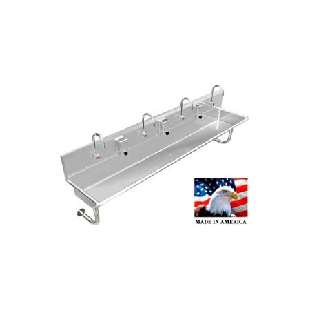 Best Sheet Metal. BSM Inc. Stainless Steel Sink, 4 User w/Electronic Faucets, Round Tube Mounted 84" L X 20" W X 8" D 043E84208R